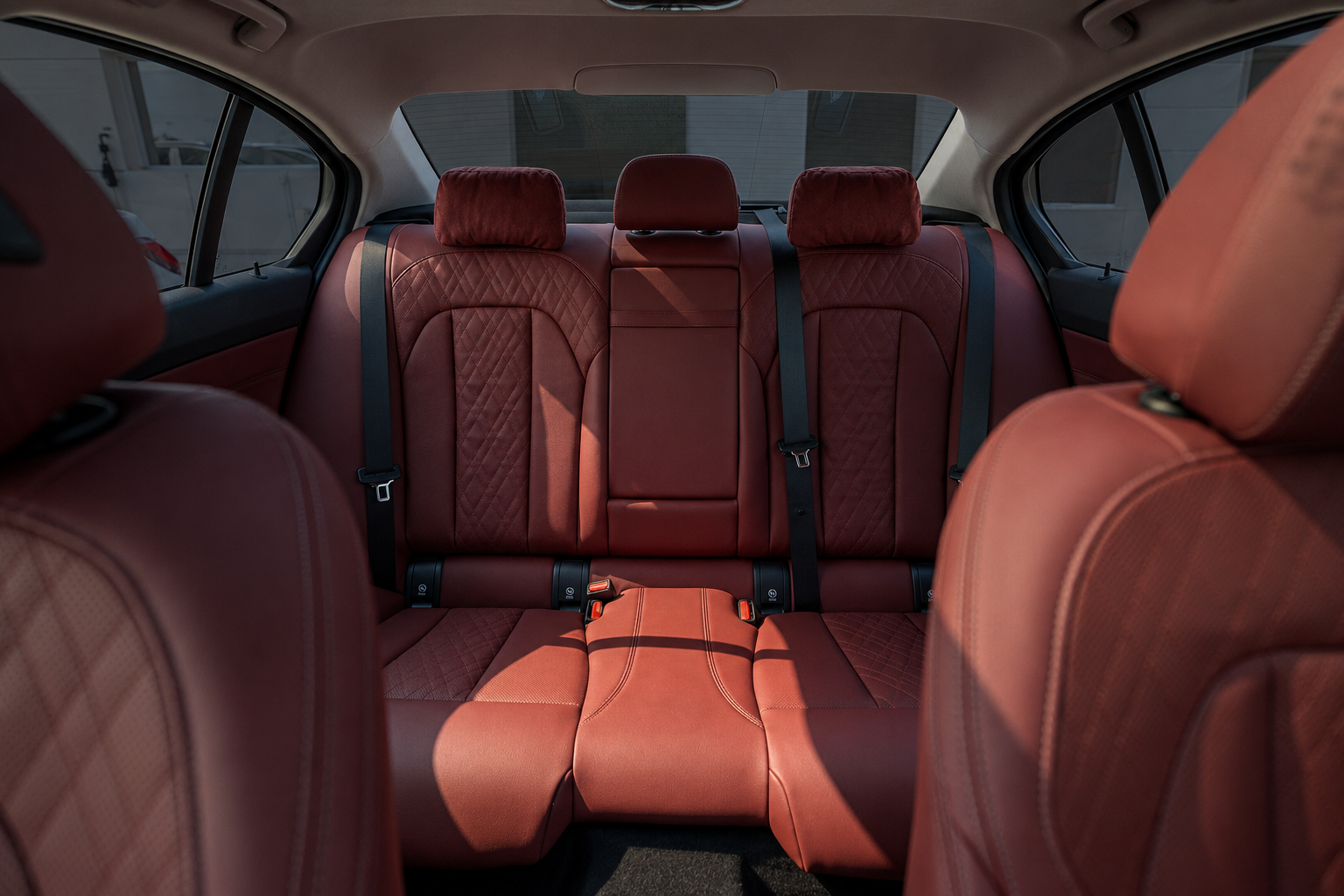 BMW i3 rear seats in red leather